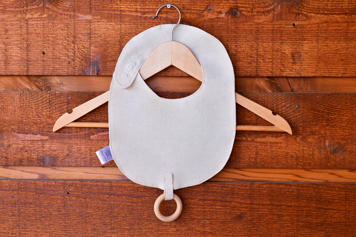 Organic Linen Bibs &amp; Wooden Teether - Wholesome Linen